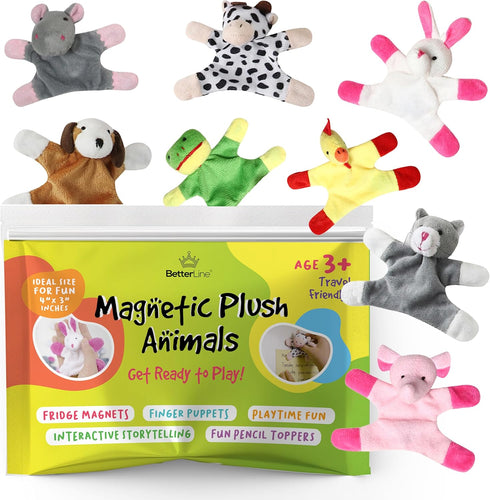 Animal Magnets Toy Set for Refrigerator, Fridge Magnet Toys, Board Magnets, Plush Magnet Animals, Plush Animal Toys (8-Piece Set)...