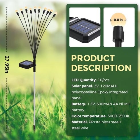 Solar Garden Lights, 20 LED Firefly Garden Lights Solar Outdoor, Solar Lights for Outside Sway by Wind,Solar Lights Outdoor Waterproof for Christm...