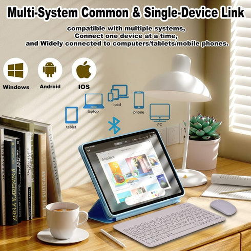 Bluetooth Keyboard and Mouse Combo,Ultra Slim Rechargeable Portable Wireless Keyboard Mouse Set Compact for Android Windows Tablet Cell Phone iPho...