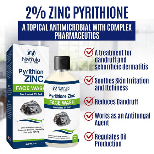 Pyrithione Zinc Face Wash | 2% ZnP Zinc Soap Skin Therapy Body Cleanser for Acne, Rosacea, Eczema, Dermatitis, Psoriasis, Itching | Cleansing, Cal...