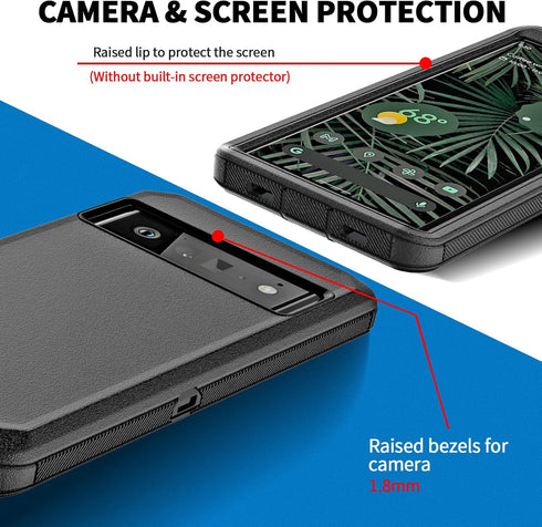 Anloes Case for Google Pixel 6, Pixel 6 Phone Case Heavy Duty Shockproof Dustproof Rugged Defender Protective, 3 in 1 Bumper Cover for Pixel 6 5G ...