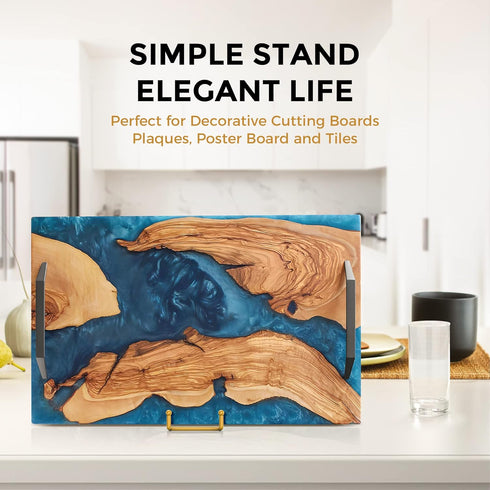 TR-LIFE 4 Pack 8 Inch Plate Stands/Holder for Display, Large, Gold Metal Picture Stand, Decorative Platter, Book, Plaques, Photo Frame Easel...