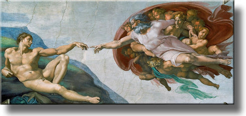 Creation of Adam by Michelangelo Picture on Stretched Canvas, Wall Art Décor, Ready to Hang!...