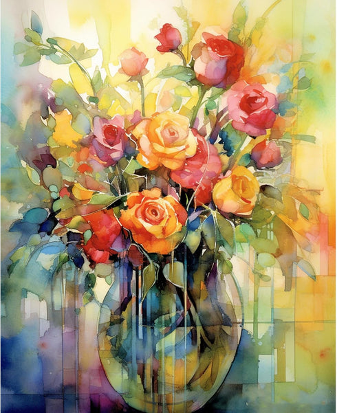 Tucocoo Rose Flowers Paint by Number for Adults Beginner, DIY Digital Oil Painting Kits on Canvas with Brushes and Acrylic Pigment, Abstract Water...
