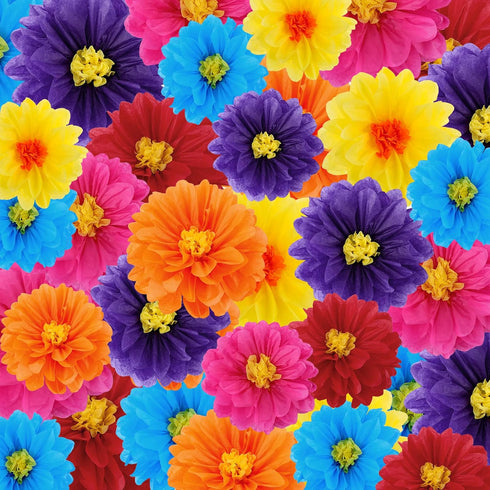 36 Pcs Mexican Paper Flowers Colorful Fiesta Tissue Paper Flowers Pom Poms Mexican Carnival Paper Flowers for Floral Party Backdrop Wedding Birthd...