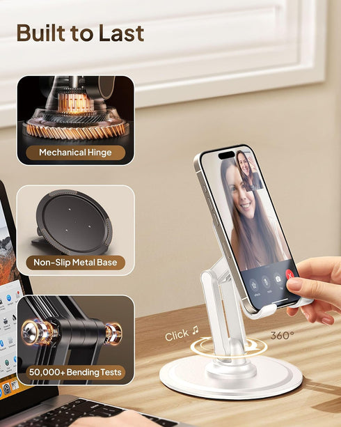 Cooper 360° Stand - Adjustable Cell Phone Stand for Desk | 360° Click-Rotating, Multi-Angle, Non-Slip Metal Base, Foldable & Portable | iPhone Sta...
