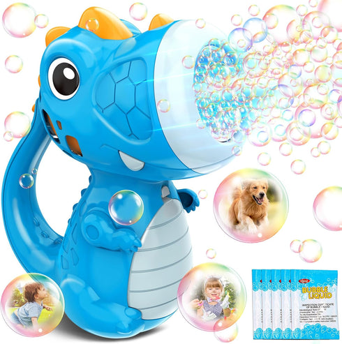 Dinosaur Bubble Machine for Toddlers 1-3: Automatic Bubble Maker Blower Gun for Kids Ages 3-5 | Outdoor Portable Dino Bubble Blaster Toys...