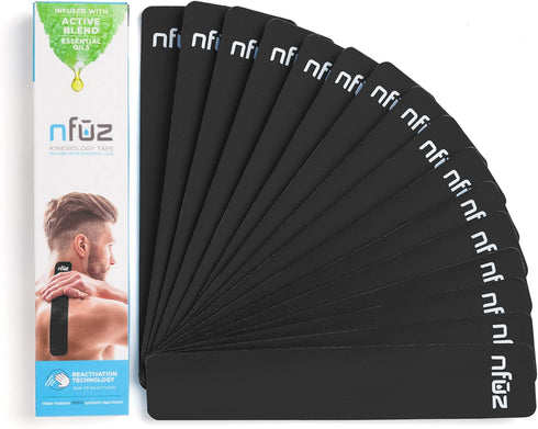 Essential Oils Infused Kinesiology Tape - NFUZ Tape - Active Blend - Aromatherapy Oils Athletic Tape - K Tape Precut Strips, Sports Recovery Body ...