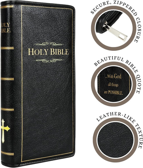 Bible Wallet | Vinyl Holy Bible Wallet | Bible Verse Faux Leather Wallet | Zipper Wallet | Checkbook Wallet Easter Gifts | Ressurection Sunday Gif...