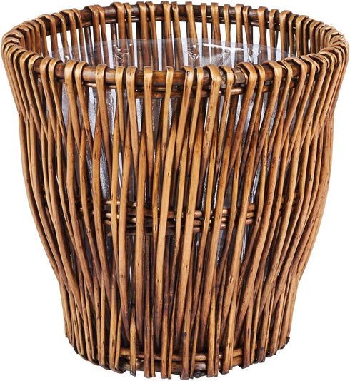 Household Essentials Small Reed Willow Waste Basket, Handwoven Basket with Removable Liner, Attractive Alternative to Plastic or Metal Cans, Brown...
