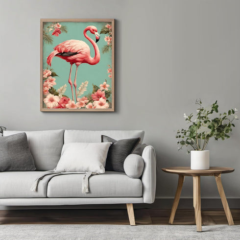 Posterizer 1 pcs-abstract retro design of flowers and flamingo 3-Art for Animal Lovers-GIft for Men Women Teens- Retro Art-Decor for Home & Office...