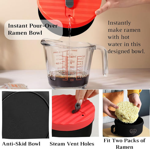 AI LOVE PEACE Ramen Bowl,Ramen Cooker,Microwave Ramen Bowl, Large Noodle Bowl 40 oz,Microwave Soup Bowl,Portable Noodle Bowls, Ramen Bowl Microwav...