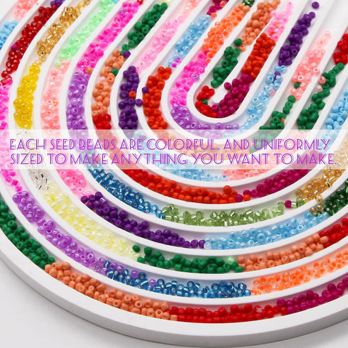 Glass Seed Beads Kit, 3mm Small Waist Beads 8/0 with Elastic String Tweezers for Jewelry Making Bracelet Necklaces DIY Crafting...