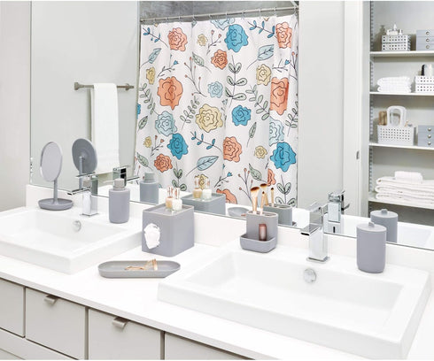 iDesign Facial Tissue Box Cover for Bathroom and Vanity Countertops The Cade Collection, 6.1" x 5.15" x 5.4", Matte Gray...