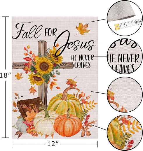 Hexagram Welcome Fall Garden Flag, Outdoor Fall Decor, Double Sided Burlap Fall Crucifix Pumpkin Sunflower Yard Flags, Autumn Fall Outside Farmhou...