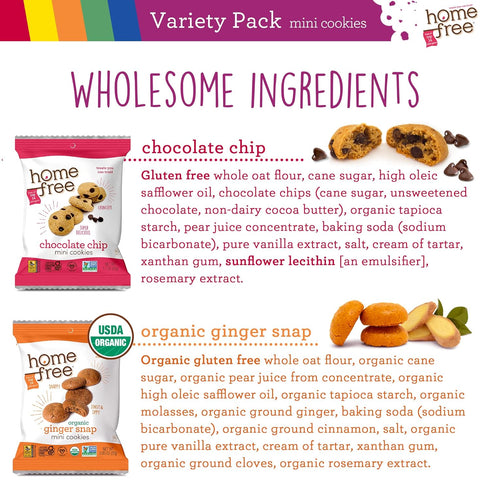 Homefree Mini Cookies Variety Pack, Gluten Free, Nut Free, Vegan, Cookie Snack Packs, School Safe and Allergy Friendly Snack (Pack of 10)...