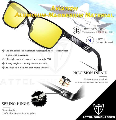 ATTCL Polarized UV Protection Fishing golf Driving Sunglasses for Men Al-Mg Metal Frame Ultra Light...