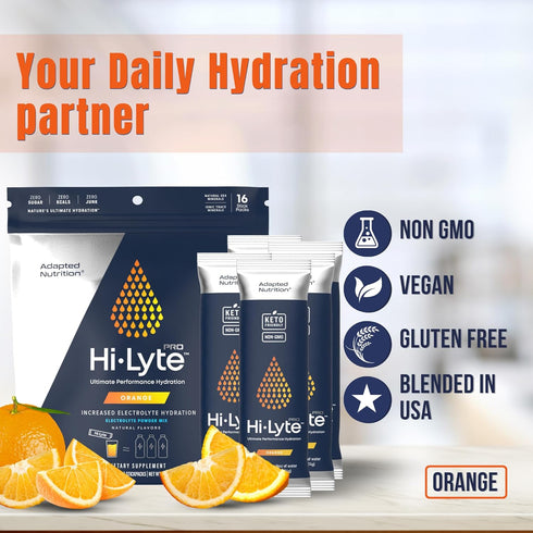 Hi-Lyte Pro Hydration Packets - 16 Individual Drink Packets | Orange | Flavored Electrolyte Powder | Sugar-Free, Zero Carb, Zero Calorie...