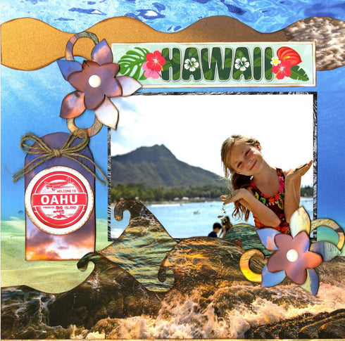 Reminisce Hawaii Scrapbook Collection Kit Paper Crafts, Multi Color Palette, 12x12 inches...