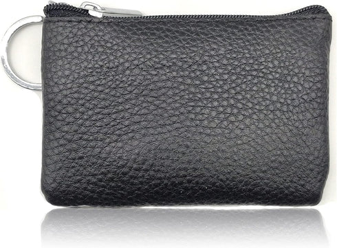 Keychain Purse Small, iToolai Women's Genuine Leather Zipper Mini Coin Bag Credit Card Holder (Black)...
