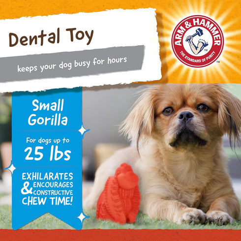 Arm & Hammer for Pets Super Treadz Mini Gorilla Dental Chew Toy for Dogs | Dog Dental Chew Toys Reduce Plaque & Tartar Buildup Without Brushing | ...