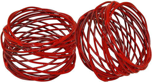 Handmade Round Red Mesh Napkin Rings Set of 6 Holder for Dinning Table Parties Everyday, Dia: 2 Inch...