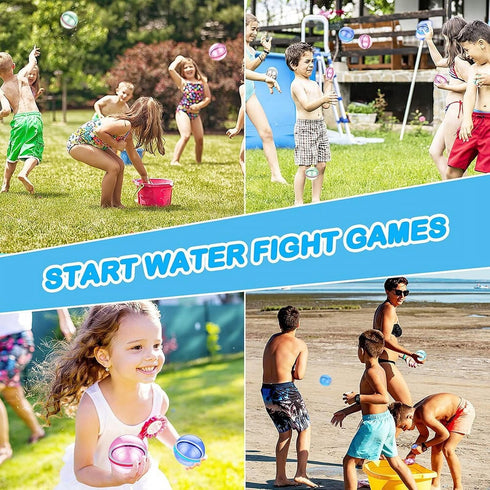 Glimzify12 Pcs Magnetic Reusable Water Balloons Quick Fill Toys for Toddlers Outdoor Pool Toys, Self Sealing Splash Ball Water Bomb Silicone Refil...