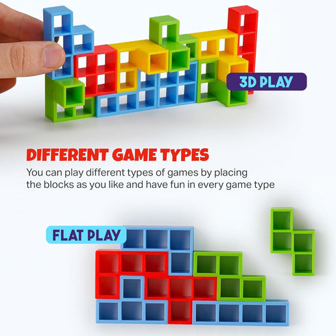 Tetra Tower Game, Stack Attack Game - 48PCS Building Blocks Balance Game, Board Games for Family Night, Tetra Tower 2+ Players Balance Stacking To...