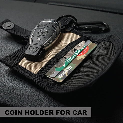 ROUGH ENOUGH Coin Holder for Car – Tactical Cordura with Zipper Coin Pocket, Neck Lanyard Carabiner – Slim Card Holder for Men, Travel...