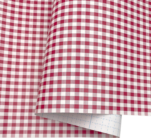 Yifely Red Holiday Gingham Drawer Paper Self-Adhesive Shelf Liner Makeup Cabinet Decor 17.7 Inch by 9.8 Feet...