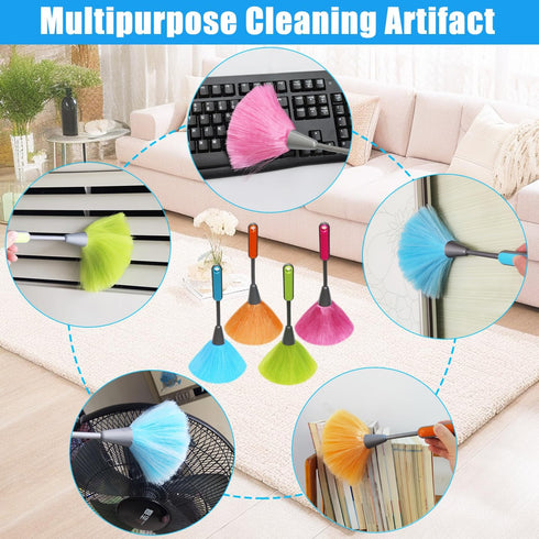 4 Pack 10" Small Microfiber Duster, Delicate Fluffy Microfiber Feather Duster, Perfect for Cleaning Laptop Keyboard, Computer Screen, Books, Photo...