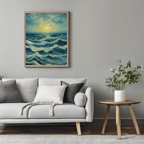 Posterizer 1 pcs- sea and beach themed oil painting style print 5-Landscape & Nature Art-Floral Botanical Art- Decor for Home & Office- unframed w...