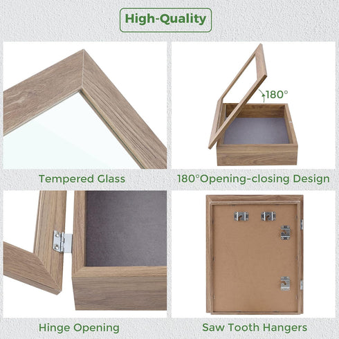 Frametory, 8.5x11 Shadow Box Frame - Front Opening - 2 inch Depth Display Box for Wall and Tabletop Display- Memory Box, 6 Pins Included (8.5x11, ...