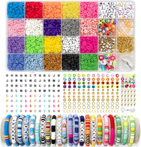 Clay Beads, 20 Colors Clay Heishi Beads Kit for Bracelets Making, Flat Round Polymer Heishi Beads for DIY Jewelry Making...