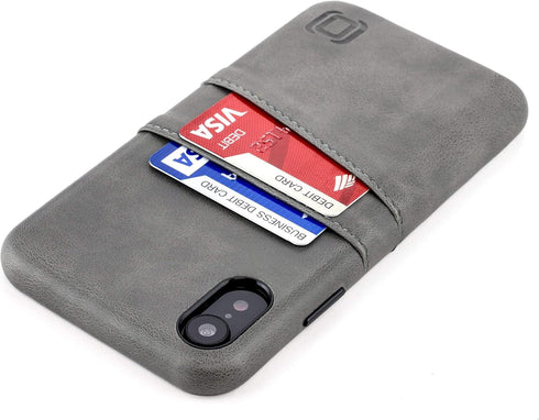 Dockem Wallet Case for iPhone XR (6.1"): Built-in Metal Plate for Magnetic Mounting & 2 Credit Card Holders (Exec M2, Synthetic Leather, Grey)...