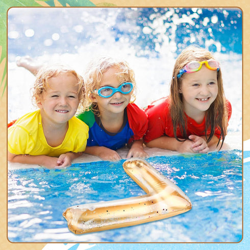 Number 0-9 Pool Float 20'' Gold Pool Birthday Party Decoration Large Inflatable Swimming Balloon for Summer Graduation Party Supplies Indoor Outdo...