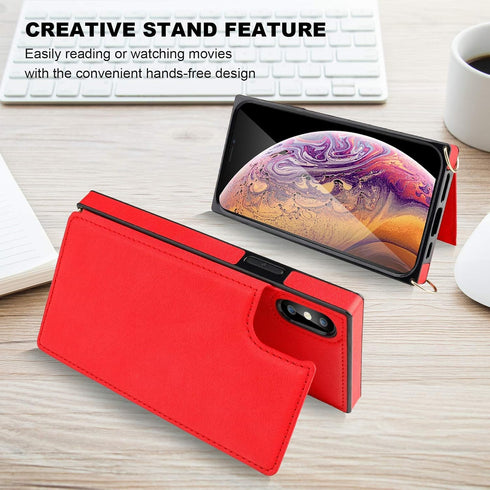 Bocasal Crossbody Wallet Case for iPhone Xs Max Credit Card Holder PU Leather Kickstand Shockproof Detachable Cross Body Strap Lanyard Magnetic Cl...