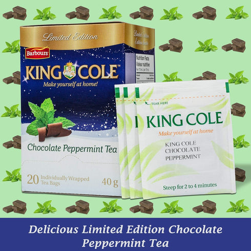 King Cole Chocolate Peppermint Tea, One of a Kind - Black Tea with Chocolate Mint, Dessert Tea, 20 Mint Tea Bags in each Tea Box...