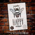Bee Happy with Bee Stencil by StudioR12 | Craft DIY Spring Home Decor | Paint Inspirational Wood Sign | Reusable Mylar Template | Select Size (8 i...