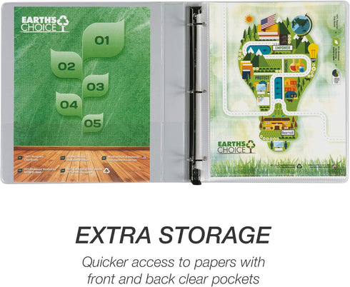 Samsill Earth’s Choice™ Biobased Heavy-Duty 3 Ring View Binder, 1 Inch Locking One Touch D-Ring, USDA Certified Biobased, Eco-Friendly, Customizab...