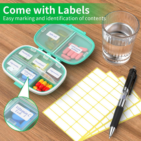 3 Pack 8 Compartments Travel Pill Box,Pill Organizer 7 Days Moisture Proof Small Pill Case for Pocket Purse Daily Portable Medicine Vitamin Holder...