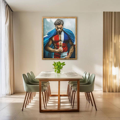 Posterizer 1 pcs-abstract football / soccer suoer hero with flag costume-Sports & Hobby Art Gifts for sports fans Decor for Home & Office- unframe...