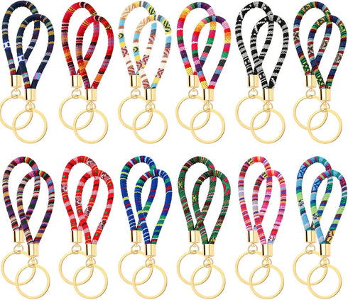 Junkin 24 Pcs Boho Surfer Key Chain with Golden Key-ring Bulk for Women Men Hippie Keychain Summer Festival Decorative Accessories Handmade Cute K...