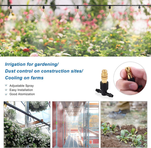 ACBungji 30pcs Brass Misting Nozzles Three-way Connector Drip Irrigation Nozzle 4/7 Inches Adjustable Atomizing Nozzle Cooling Misting System for ...