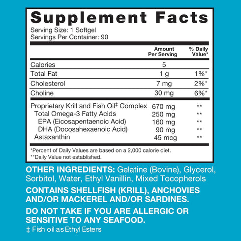 Qunol Advanced Omega 3 Krill and Fish Oil Complex, 10x Better Bioavailability, One Pill Dose, 250mg EPA & DHA, Supports Brain, Eye, Heart and Join...