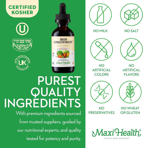 Liquid Iron Supplement for Women, Men and Kids - 15 mg Per ML Berry Flavored - High Potency - Easy to Mix for Immediate Absorption - Increase Ener...