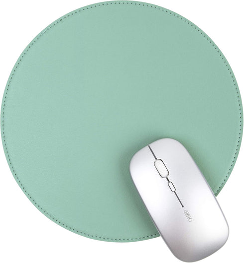 Round Mouse Pad,Non-Slip Mouse Mat with Premium Stitched Edge,Waterproof Thickened PVC Leather Mouse Pad for Office Work/Home/Decor-8.66"(Green,1 ...
