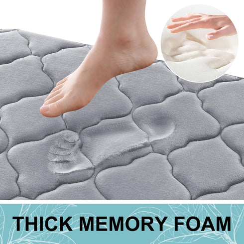 OLANLY Memory Foam Toilet Rugs U-Shaped 24x20, Ultra Soft and Absorbent Bathroom Rugs, Non-Slip Thick Toilet Bath Mat, Machine Wash Dry, Contour B...