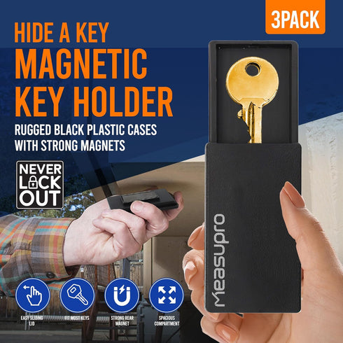 Magnetic Key Holder for Car - 3 Pack - 1 size - Car Key Hider & More - Strong Magnets - Rugged Black Plastic Cases...