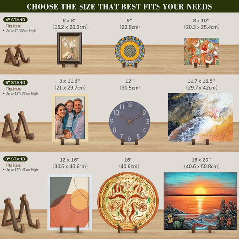 Plate Display Stand, 4 Inch Plate Holder for Displaying, Decorative Picture Frame Dish Photo Plaque Platter Wood Stand...